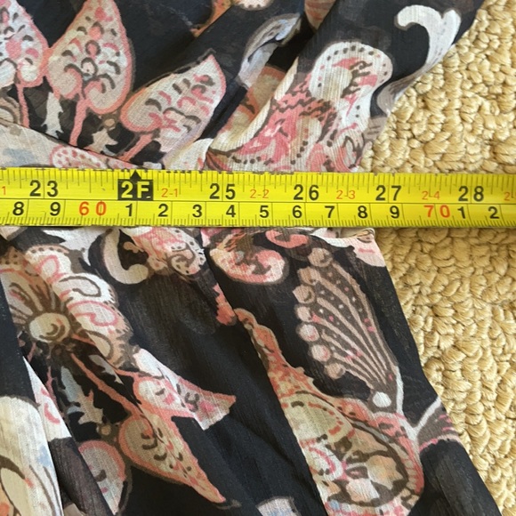 Loft Black Floral Boho Peasant Blouse L - Picture 11 of 12